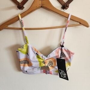 NWT Chaser Bikini Top Adjustable Tropical White Orange Small S